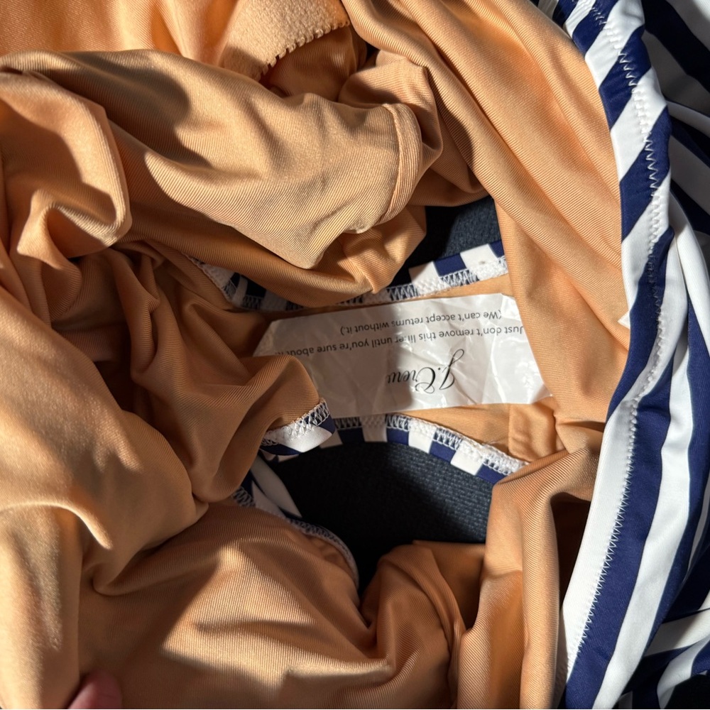 J. Crew One Shoulder Ruched One Piece Navy/White Stripes NWT size 16 - Picture 6 of 9